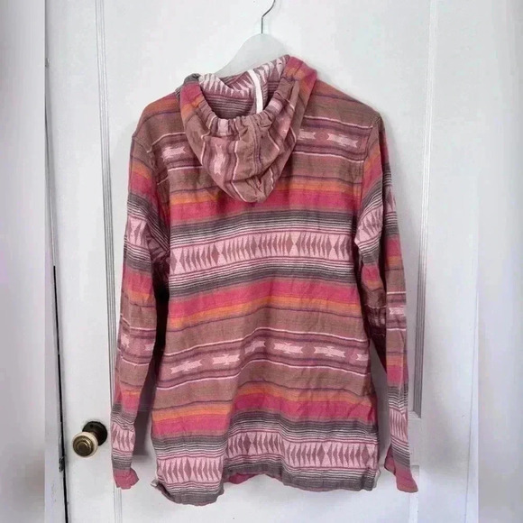 True Grit Aztec Cotton Beach Comfy Hooded Pullover Sweater Size M UNISEX - Picture 3 of 3